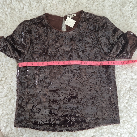 BNWT Ultra Pink Sequin Top S Brown Sparkle Glam Party Holiday Disco Earth Y2K - Picture 7 of 8